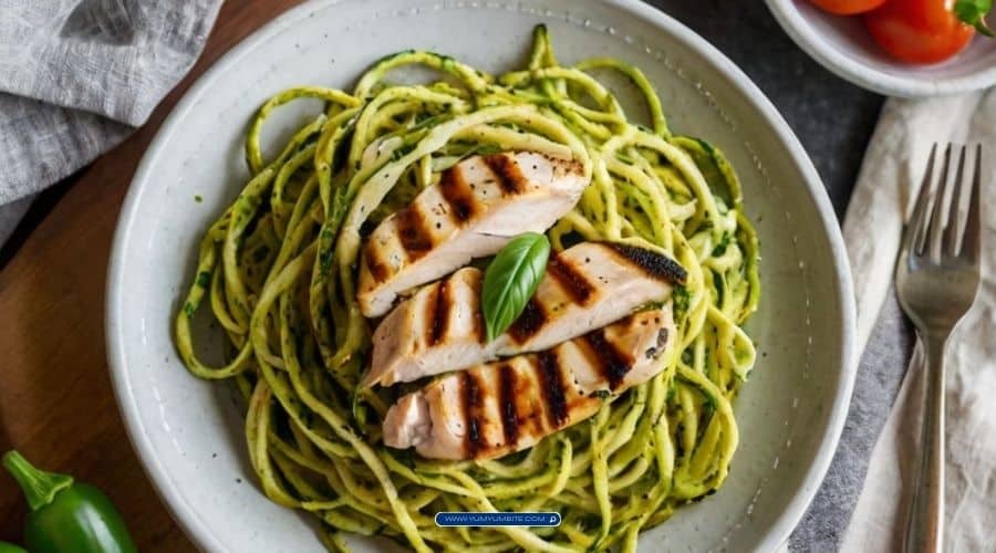 Zucchini Noodles with Pesto Chicken